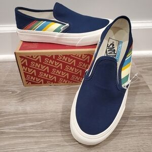 NEW VANS Slip-On Sf Low Top Retro Stripes Canvas